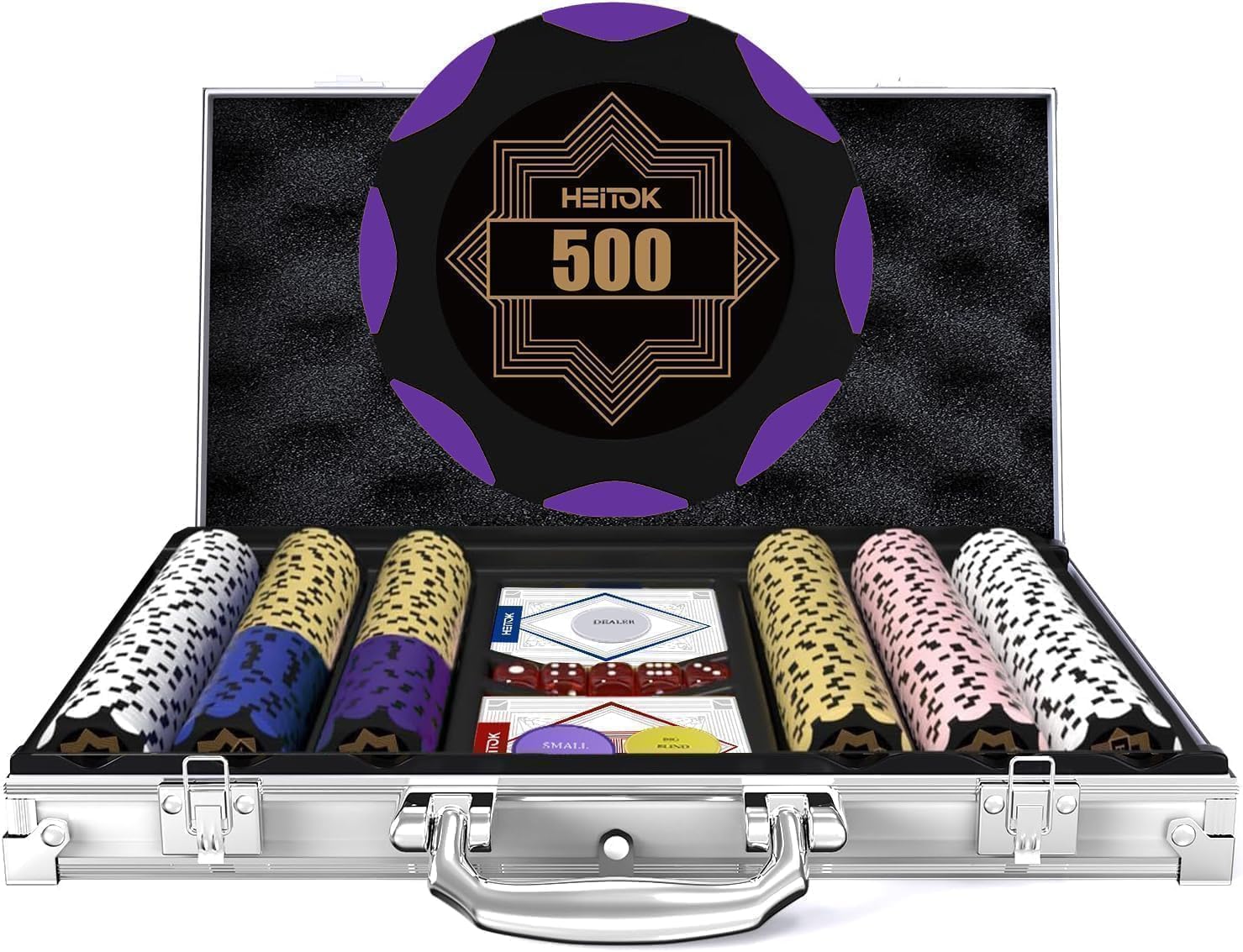 300 Piece Poker Chip Set 14g Heavyweight Clay Composite Numbered Chips Professional Texas Holdem Gambling Kit With Aluminum Case Cards Blind Buttons For Casino Night