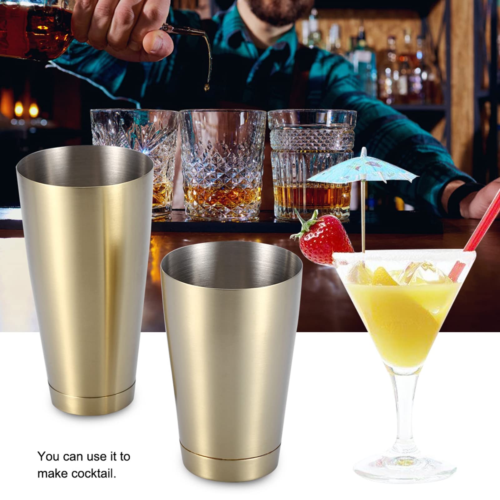 Shaker Boston in Acciaio Inossidabile 600/750 ML con Set di Tazze da Miscelazione per Cocktail, Barattolo per Mixology Professionale per Casa, Bar, Feste, Eventi all’Aperto