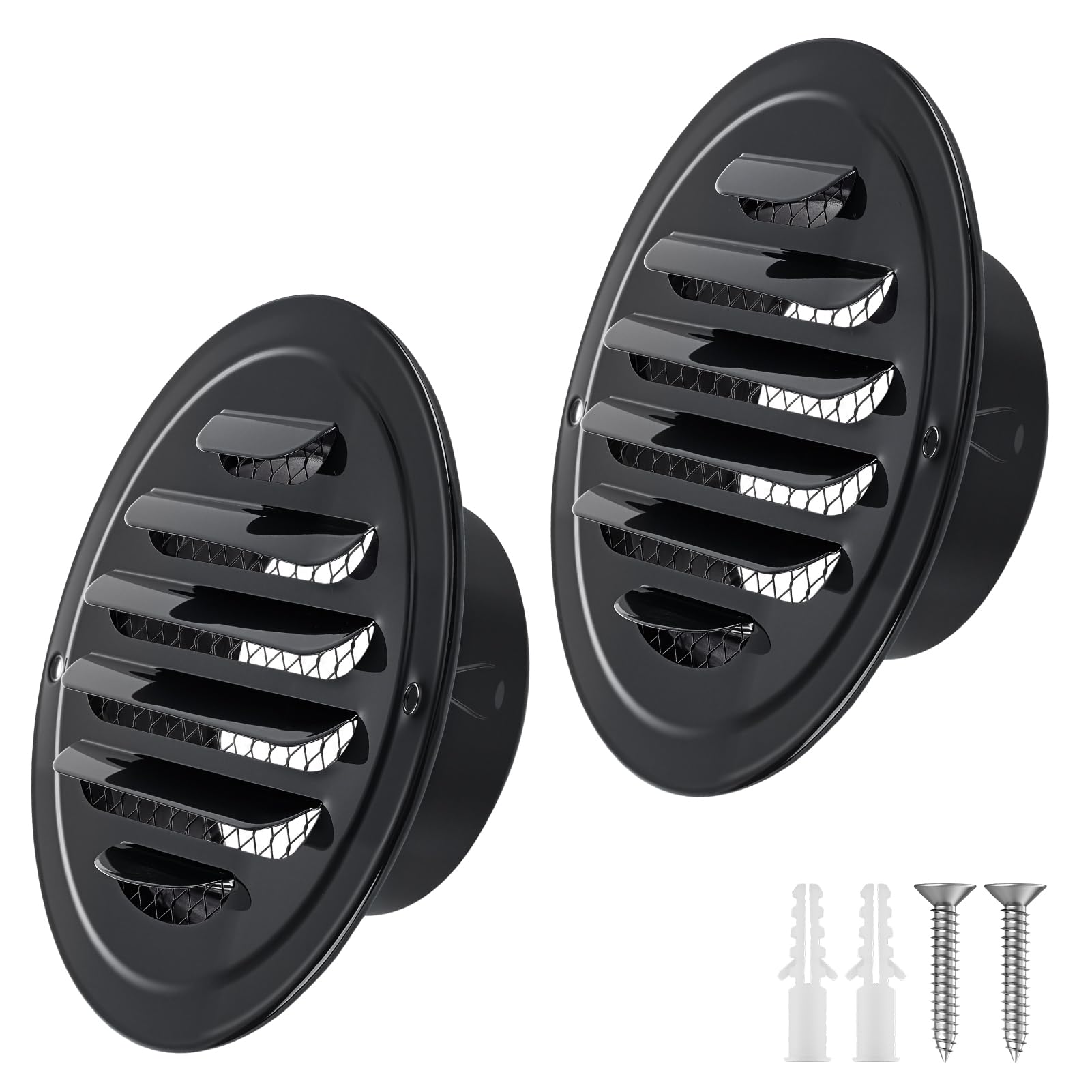INMOZATA Stainless Steel Round Air Vent Cover with Mesh Screen,Black 70mm