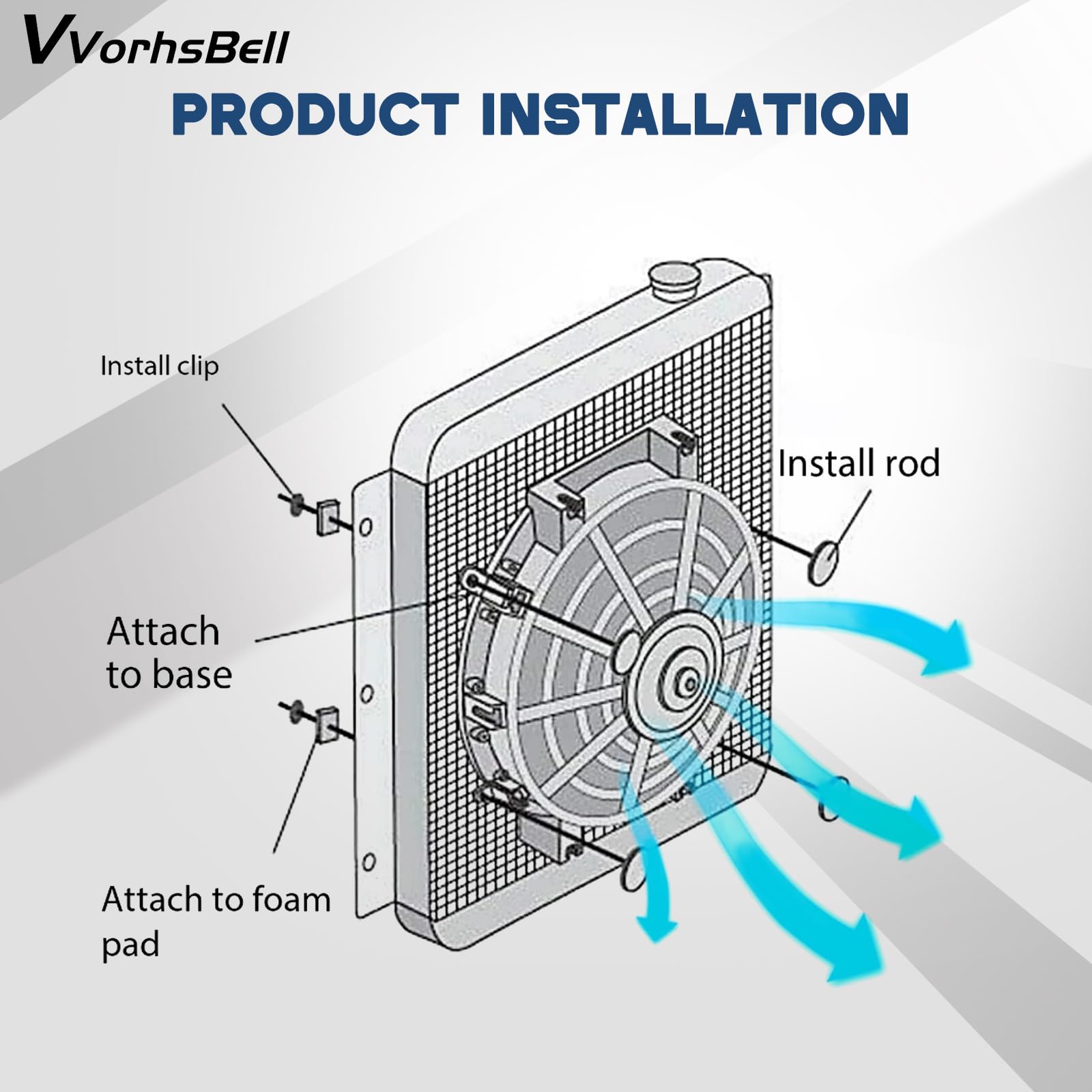 Ventilateur de voiture 30,5 cm, 12 V, 80 W, universel, fin, compatible avec moteur de voiture, 10 feuilles, 2200 tr/min, 1730 CFM - Ventilateur électrique Push Pull avec kit de montage