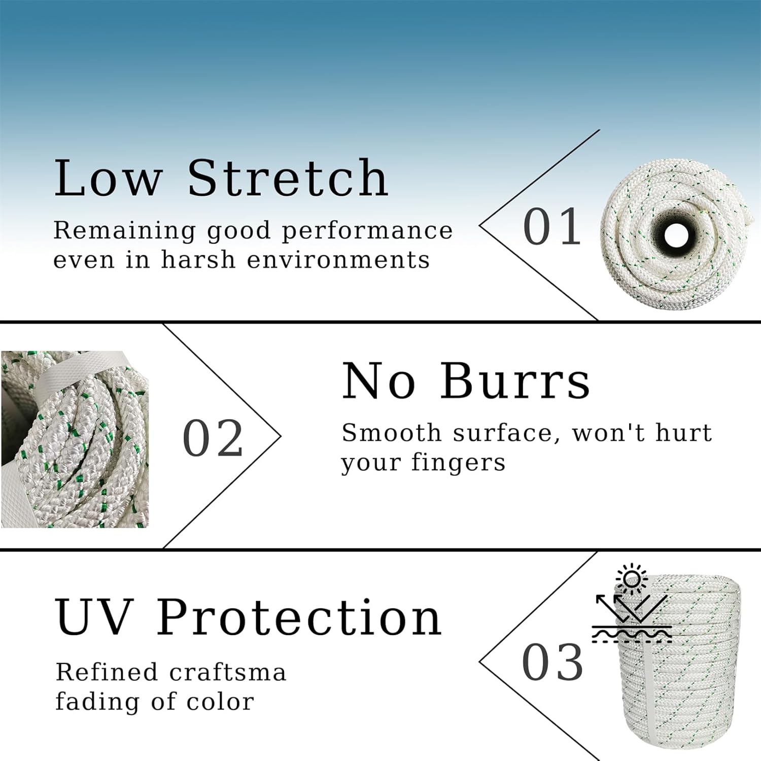 LABLT 3/8 in Double Braid Polyester Arborist Rigging Rope 200 FT High Strength Rope Sling Multipurpose Bull Rope for Swings Arborist Gardening Marine