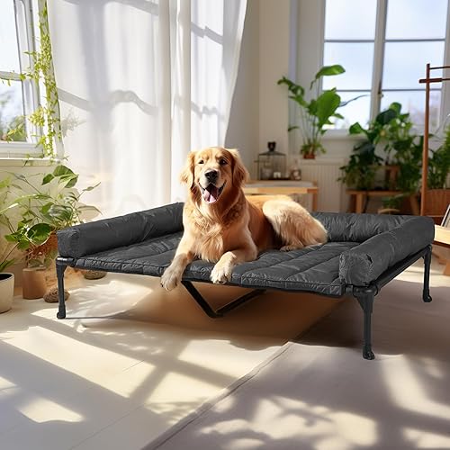Veehoo - Cama elevada refrescante para perro con cojín impermeable removible, malla transpirable Teslin, patas antideslizantes y diseño tipo sofá