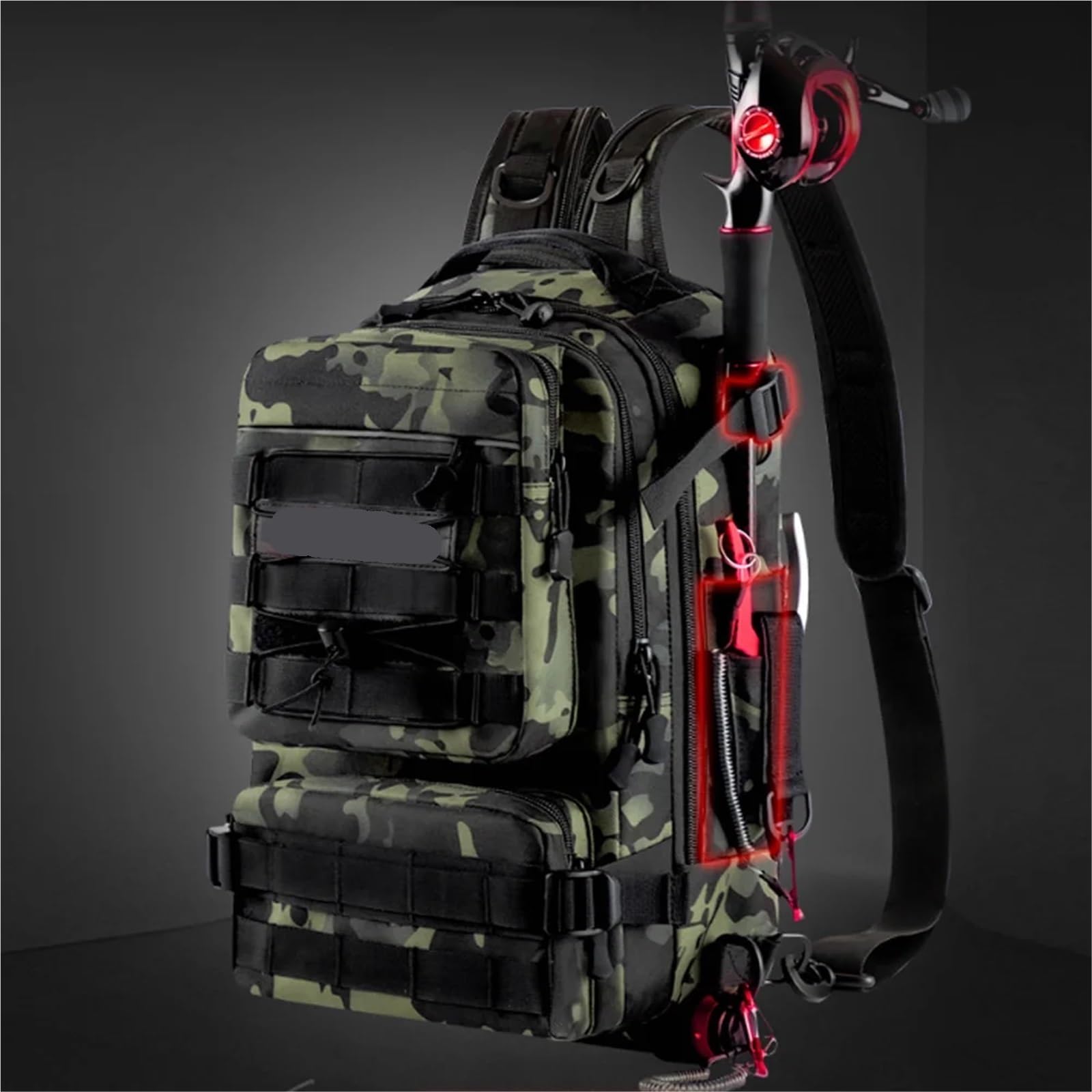 Crossbody Multifunktions-Angeltasche, wasserdichter Angelrucksack, Outdoor-Schulter-Sport-Brusttasche for Männer, Fischboxen, Tackle-Tasche für Outdoor(Khaki)