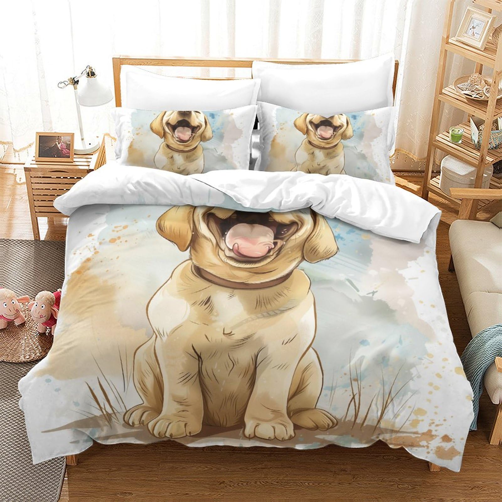 Housse de couette Labrador avec fermeture éclair pour en finir avec la couette qui glisse