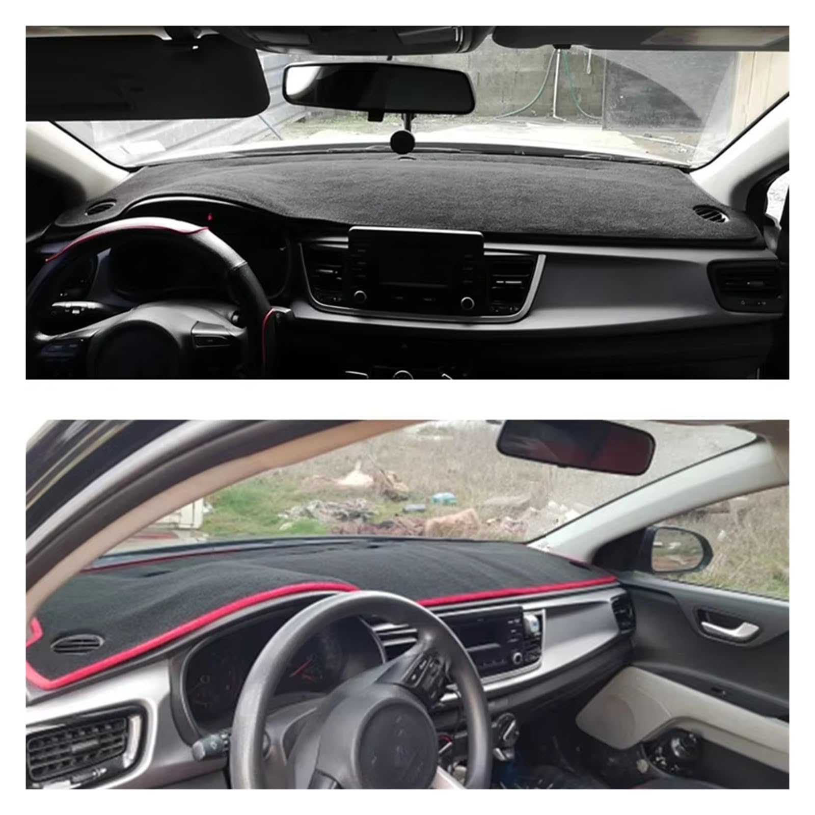 Center Konsole Für Kia Für STONIC 2017-2024 Dashboard Abdeckung Matte Pad Dashmat Schützen Sonnenschutzdach Teppich Auto Zubehör Armaturenbrett Matte Interior | Black(Black Edge)RHD