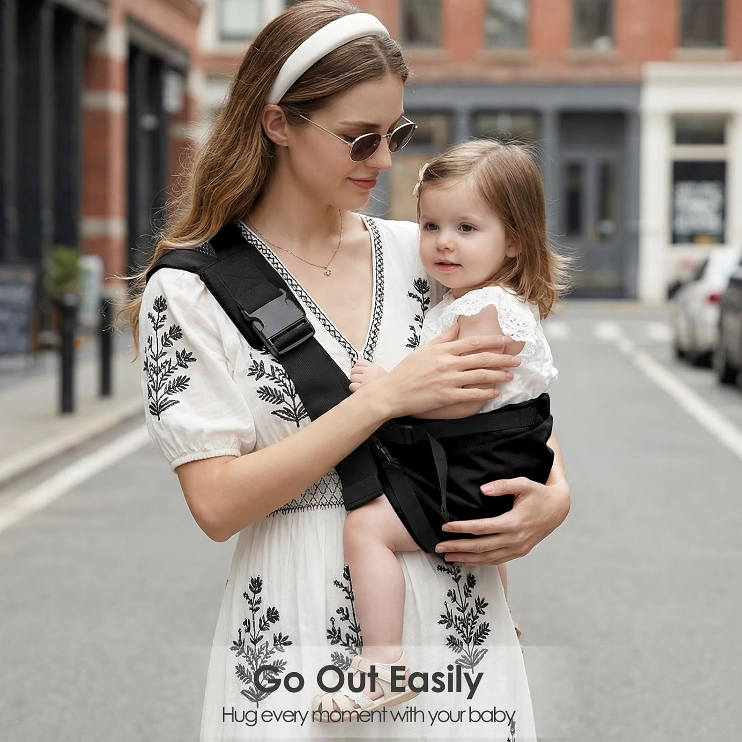 Baby Sling Carrier Newborn to Toddler, Adjustable Toddler Carrier Sling Baby Carrier Toddlers Sling Carriers Hip Carriers for 7-40lbs, Black