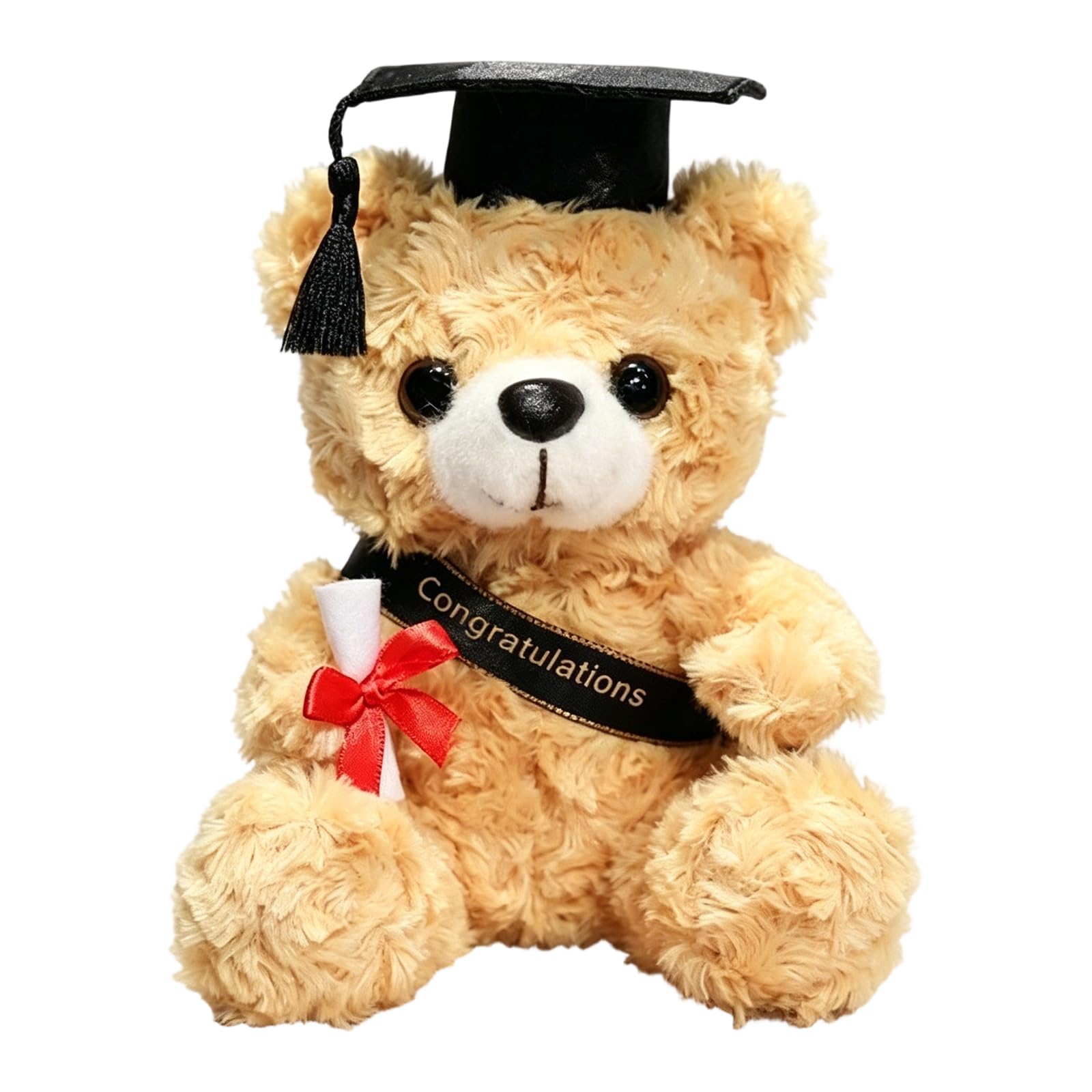 XZSKD Graduation Teddy Bear, Light Brown Plush Bear with Graduation Cap, Soft Stuffed Toy for Ceremony and Home Display