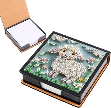 Sheep Diamond Painting Kit Note Box,Memo Paper Storage Box Diamonds Art,Sticky Note Holder Diamonds Art,Diamond Painting Memo Pad For Office Desk. Sheep