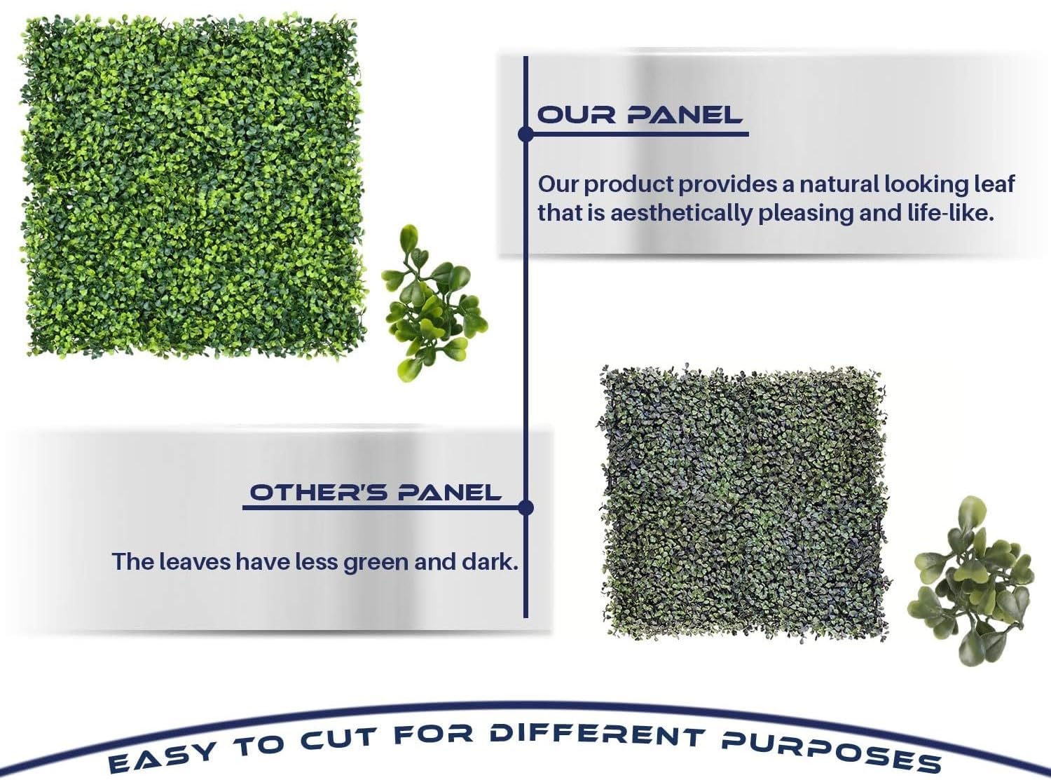 De Gardenia 6 Pieces 24"x 16" Artificial Boxwood Panel, Grass Wall Panel, Boxwood Hedge Wall Panels Suitable for Artificial Green Wall Decor, Fence Garden Wedding Backyard Decor - Image 3 thumbnail