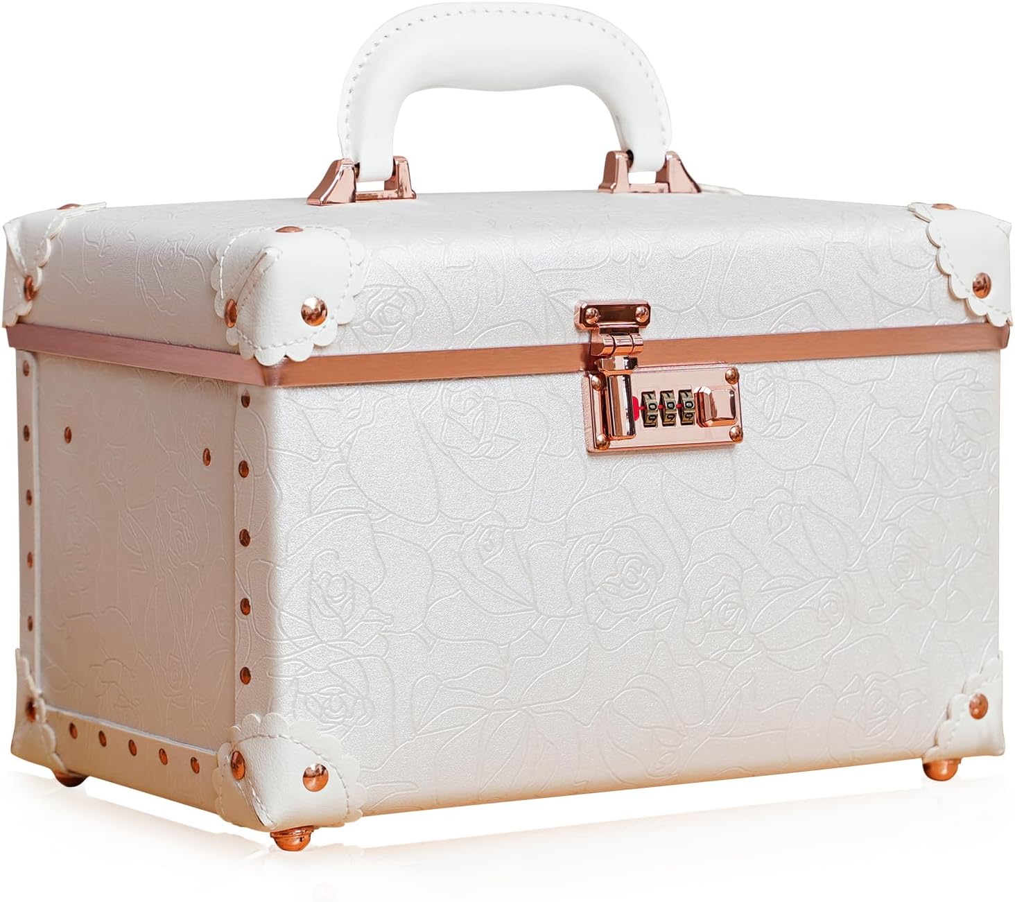 Beauty case da viaggio rigido con specchio interno e scomparti removibili