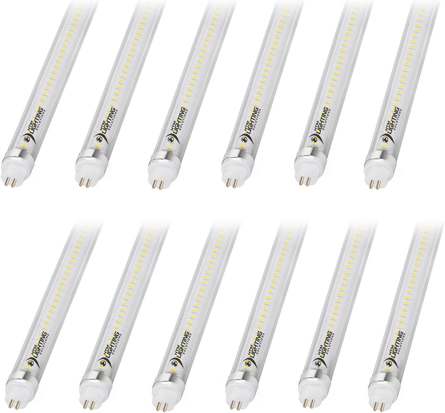 4ft 24W T5 High Output LED Tube Light, 45.75", F54T5 Equal, 4000K (Natural White), Clear Lens, 3300 lm, G5 Mini Base, 100-277V, Ballast Bypass, Dual-End Powered, LED Shop Light, UL-Listed (12-Pack)