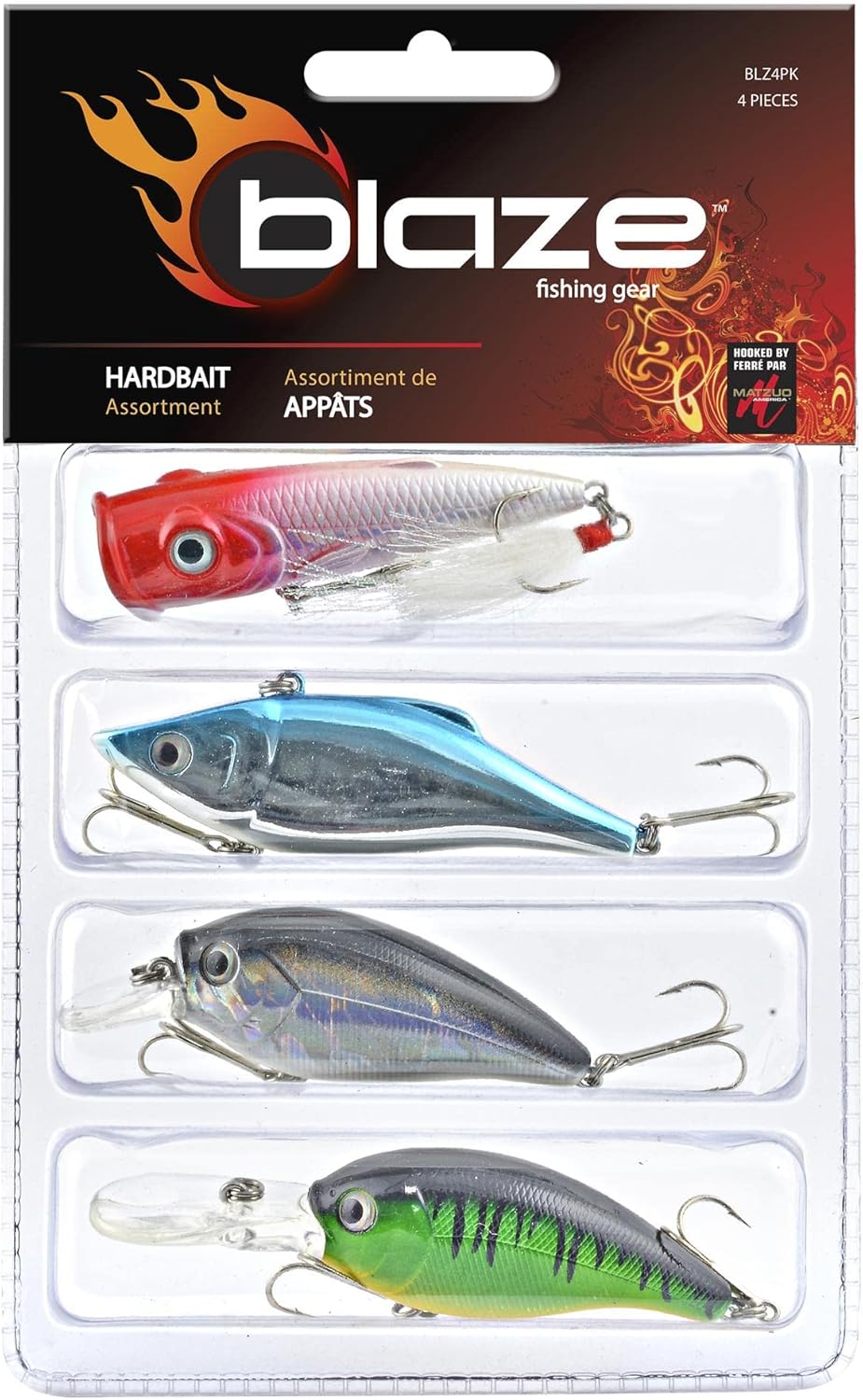 Blaze/High Reflective Finish Hardbait Lure Assortment, Topwater Lures
