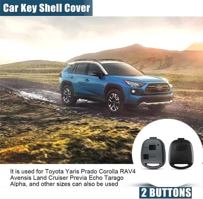 SLshiBo Toyota Kulcs Ház 2 Gombos Távirányító Tok Yaris Avensis Corolla RAV4 Prado Echo Tarago Autókulcs Burkolat Csere