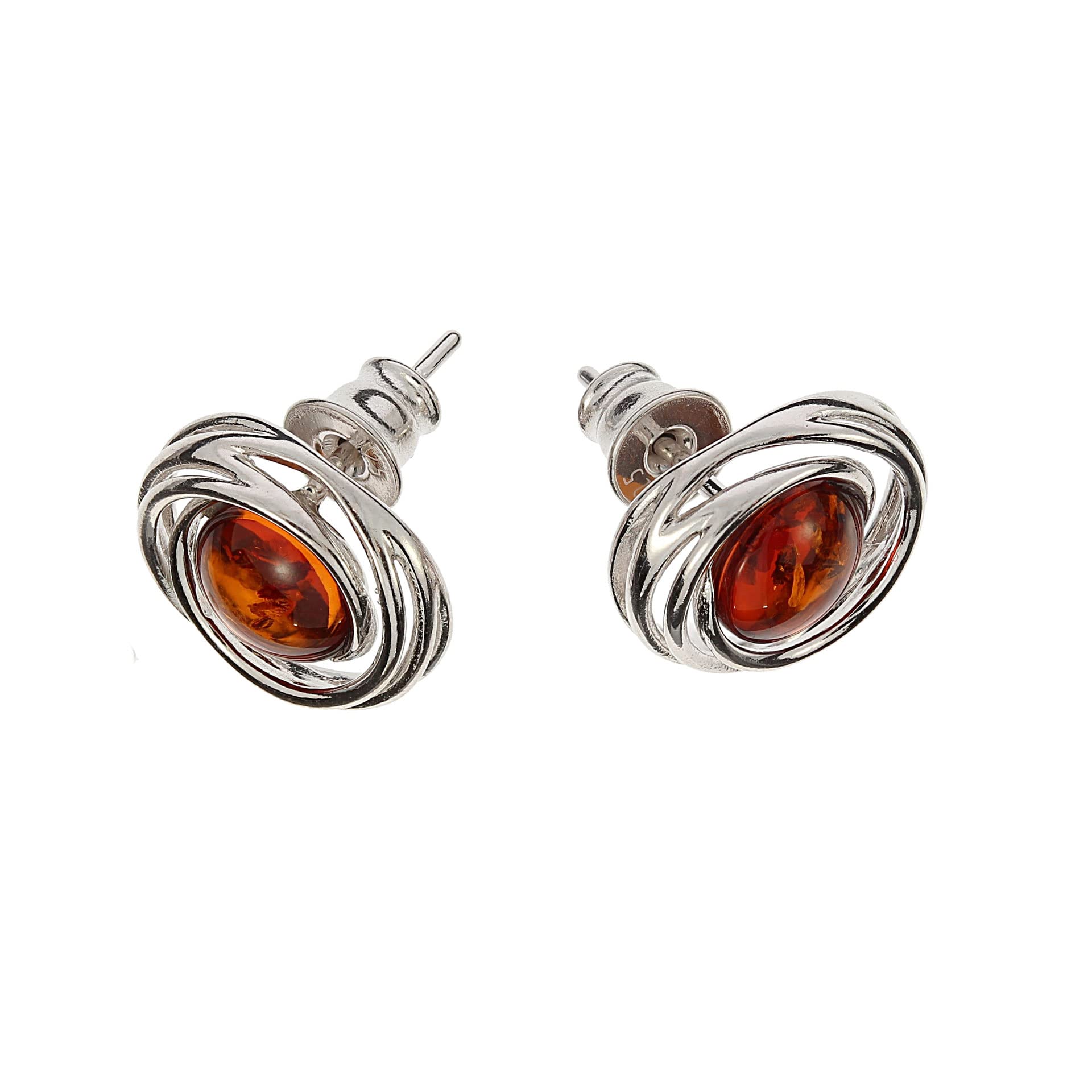 Artisana Jewels Orecchini In Ambra Baltica E Argento Sterling 925 Rodiato – Diametro 1,2 Cm, Peso 2,5g – Confezione Regalo Inclusa