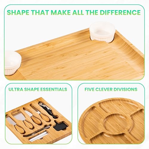 Miniatura 3 de Este es el atributo correcto Grünhirsch Premium - Juego de tablas de charcutería en forma de flor, juego de tablas de queso de bambú con juego de