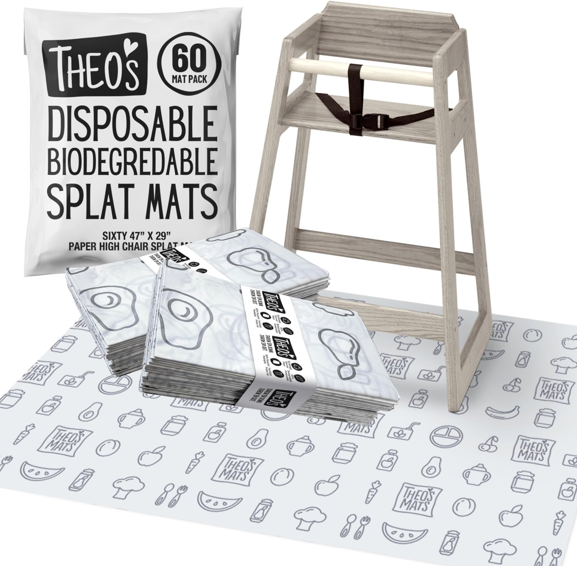 Amazon.com : Auraus Baby Disposable Splat Mat for Under High Chair ...