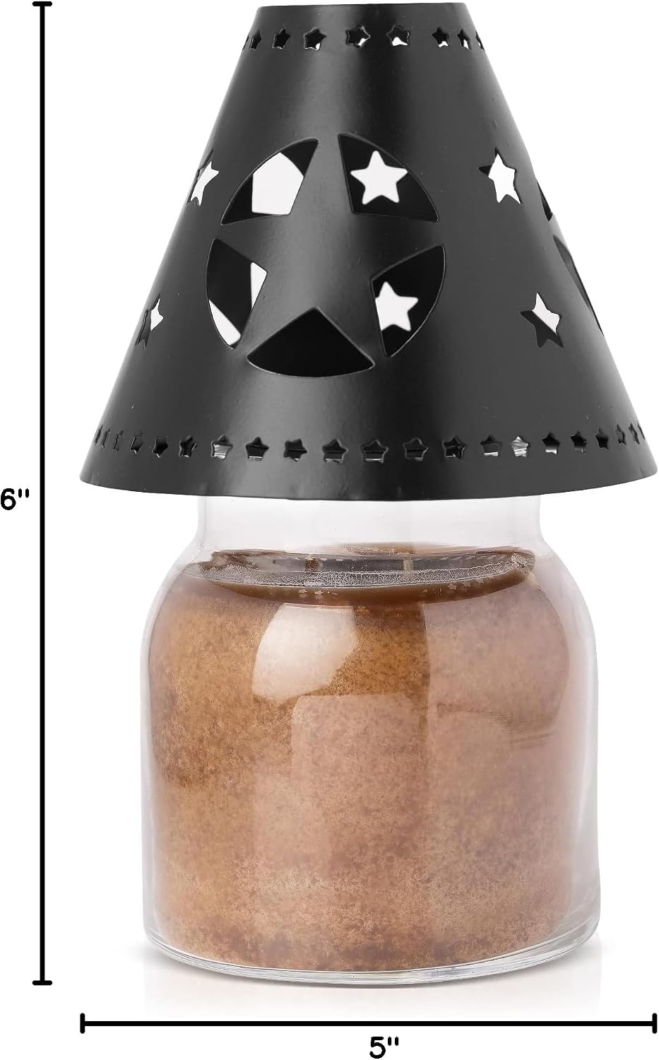 A Cheerful Giver Metal Candle Shade - Black Star Decorative Tin Candle Shade Fits Most Cheerful Giver 16 oz. & Larger Jar Candles - Lovely Candle Accessories