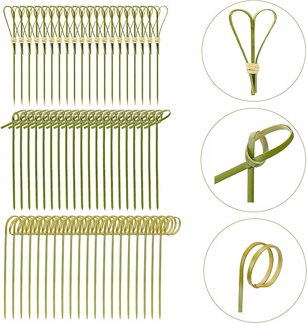 Bekeify Bamboo Cocktail Sticks 300 Pcs 12cm Wooden knotted Skewers Bamboo Toothpicks Fruit Sticks Food Picks Cocktail Swizzle Picks for Food Christmas Birthday Party Appetizer Cocktail Dessert Fruit