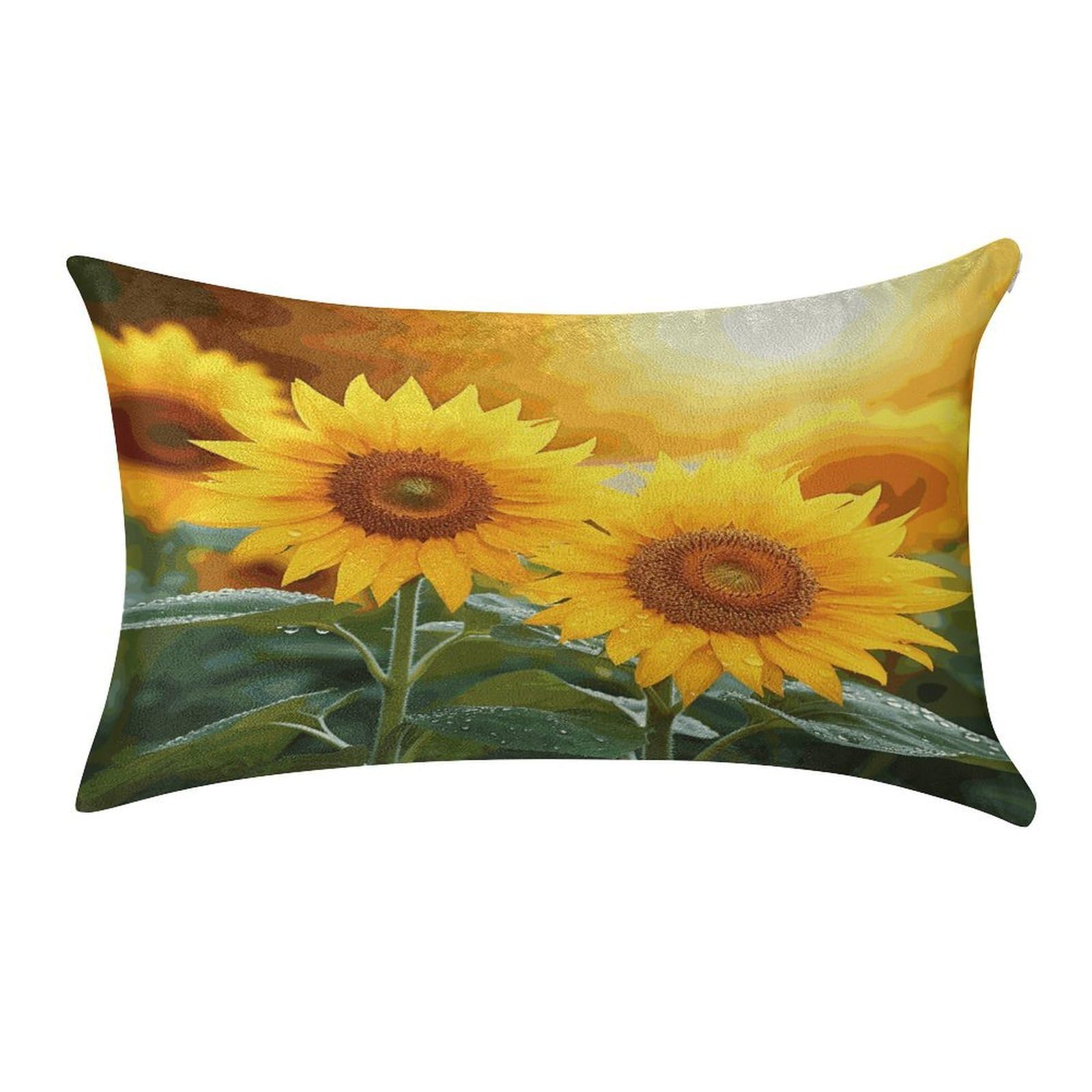 LDGSUPH Sunflower Flowers Velvet Throw Pillow Covers Cozy Pillow Shams Pillowcases Detachable Pillow Cases Soft Cushion Cover with Zipper for Sofa Car Bed Pillow Protectors 12 "×20 "