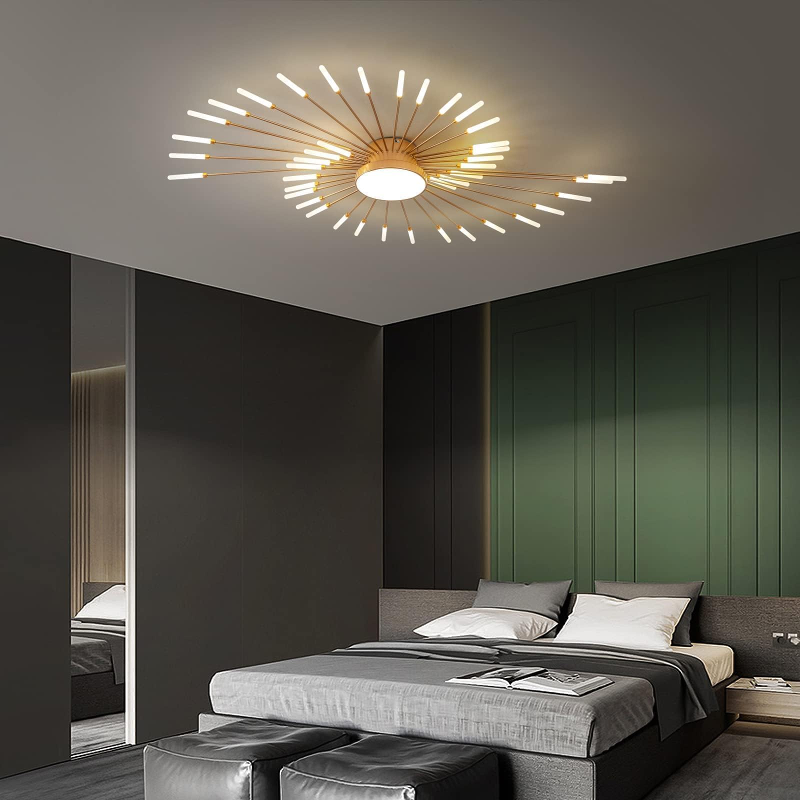 Plafoniera Moderna A Led Dimmerabile,42+1 Teste Lampada Da Soffitto A Incasso In Oro Lampadari Per Camera Dei Bambini Camera Da Letto Soggiorno Luce A Forma Di Fiore3000-6000k Con Telecomando