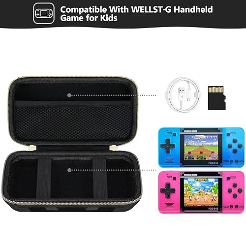 Miniatura 2 de Supmay Funda de transporte compatible con WELLSTG Juego de mano para niños, 220 videojuegos retro precargados, soporte de almacenamiento portátil