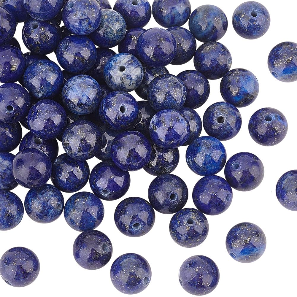 Perles 8mm En Lapis Lazuli Naturel Lisse Pour Création De Bijoux DIY