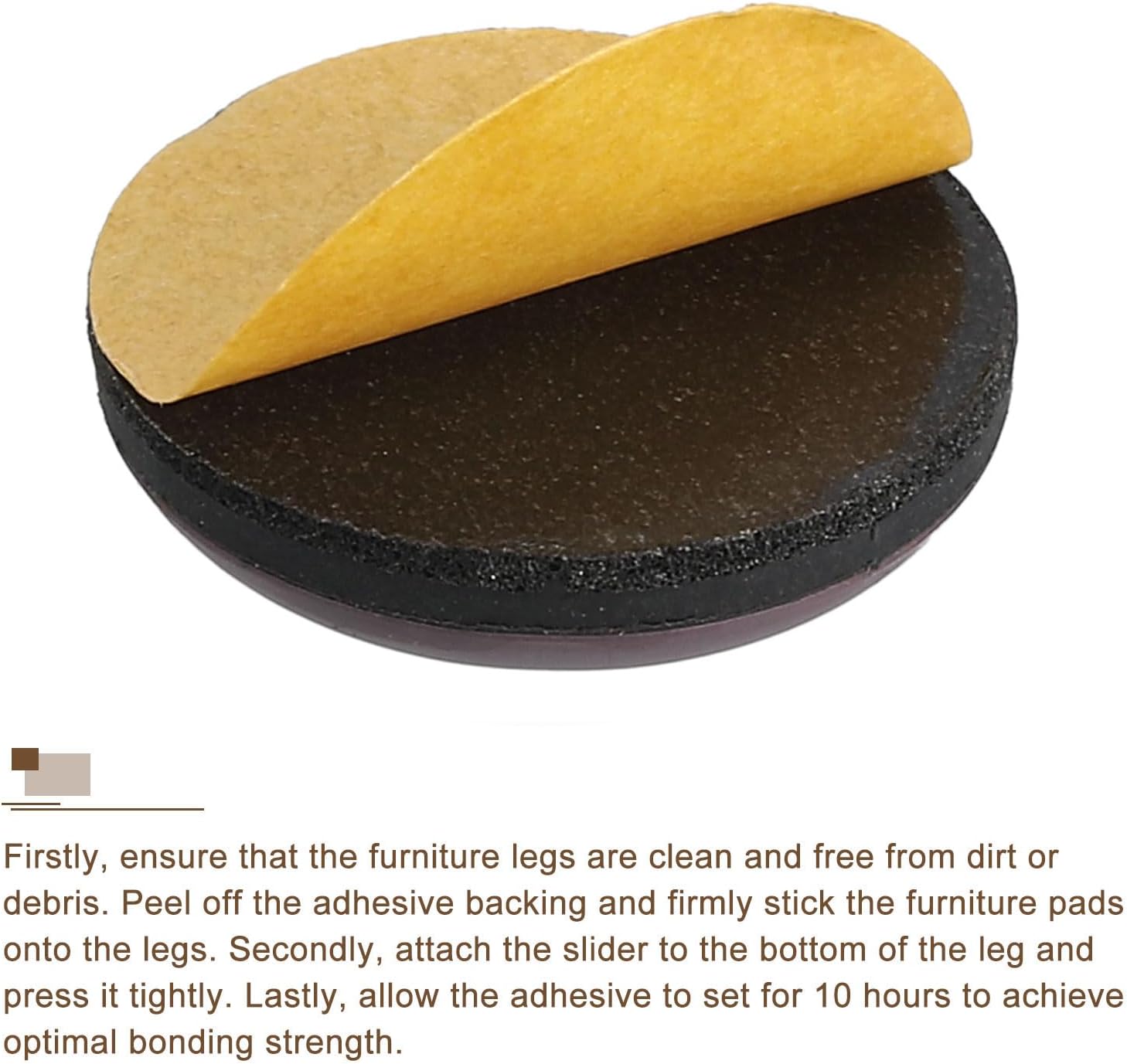 uxcell Furniture Sliders, 12 Pcs 13/16" PTFE Round Self-Adhesive Furniture Sliders, Furniture Pads Floors Protectors Chair Leg Moving Glides for Carpet Hardwood Floors, Brown