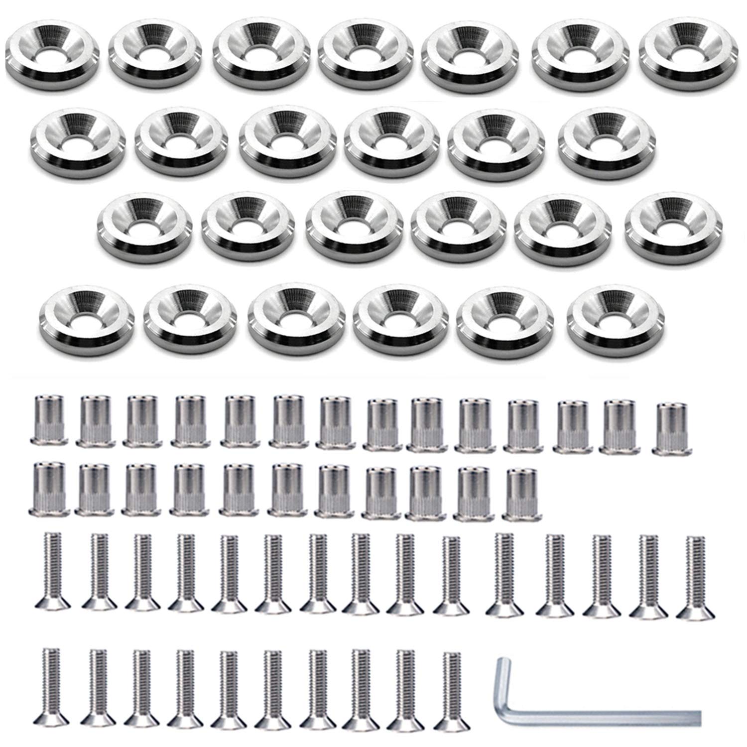 Stainless Steel 25 Pcs Fender Bumper Washer Bolt M5x20mm CNC Plated Washer Motor Housing Dresser Connection Kit Flasks Wide Body Installation Hardware Kit