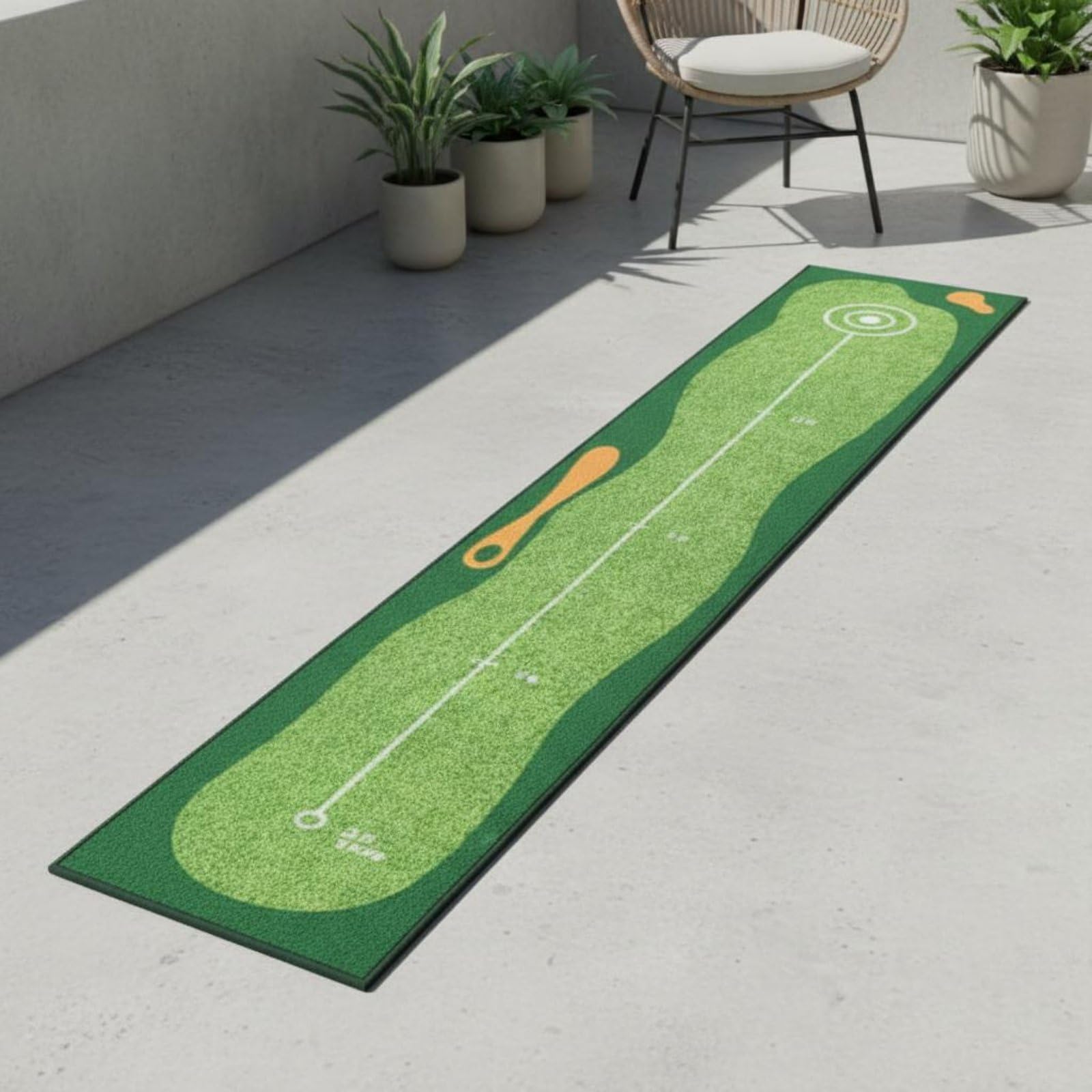 Alfombra de Entrenamiento de Golf Tapete de Putt Estera de Práctica Green Interior Exterior con Marcaciones de Distancia Fibra Poliamida