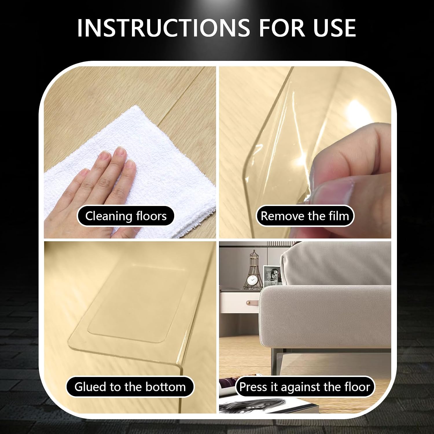 Huakaile Under Couch Blocker with Adhesive Stickers, 15.7" L x 3.1" H Under Bed Blocker for Pets Cat Dog, Adjustable Clear Under Sofa Blocker, Furniture Couch Gap Blocker Bumper (5 Pack)
