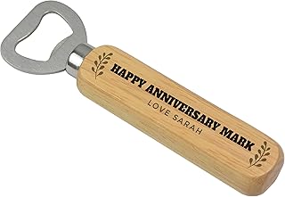 PERSONALISED Wooden Bottle Opener Anniversary Gifts for Husband, Boyfriend, Him - 1st Wedding Anniversary Gift Ideas - 5th Wood Anniversary Gifts - Printed Bottle Opener Gifts from Wife, Girlfriend