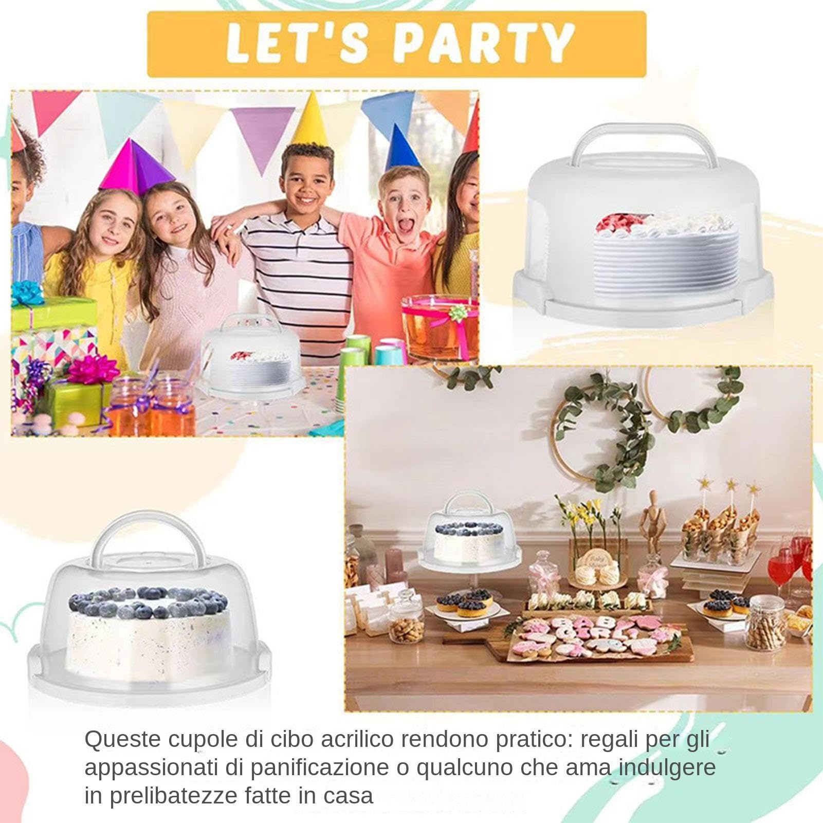 Portatorta Portatile Con Coperchio Trasparente - Scatola Per Dolci, Pane E Dessert, Design Rosa, 25x21x13 Cm - Foto 5