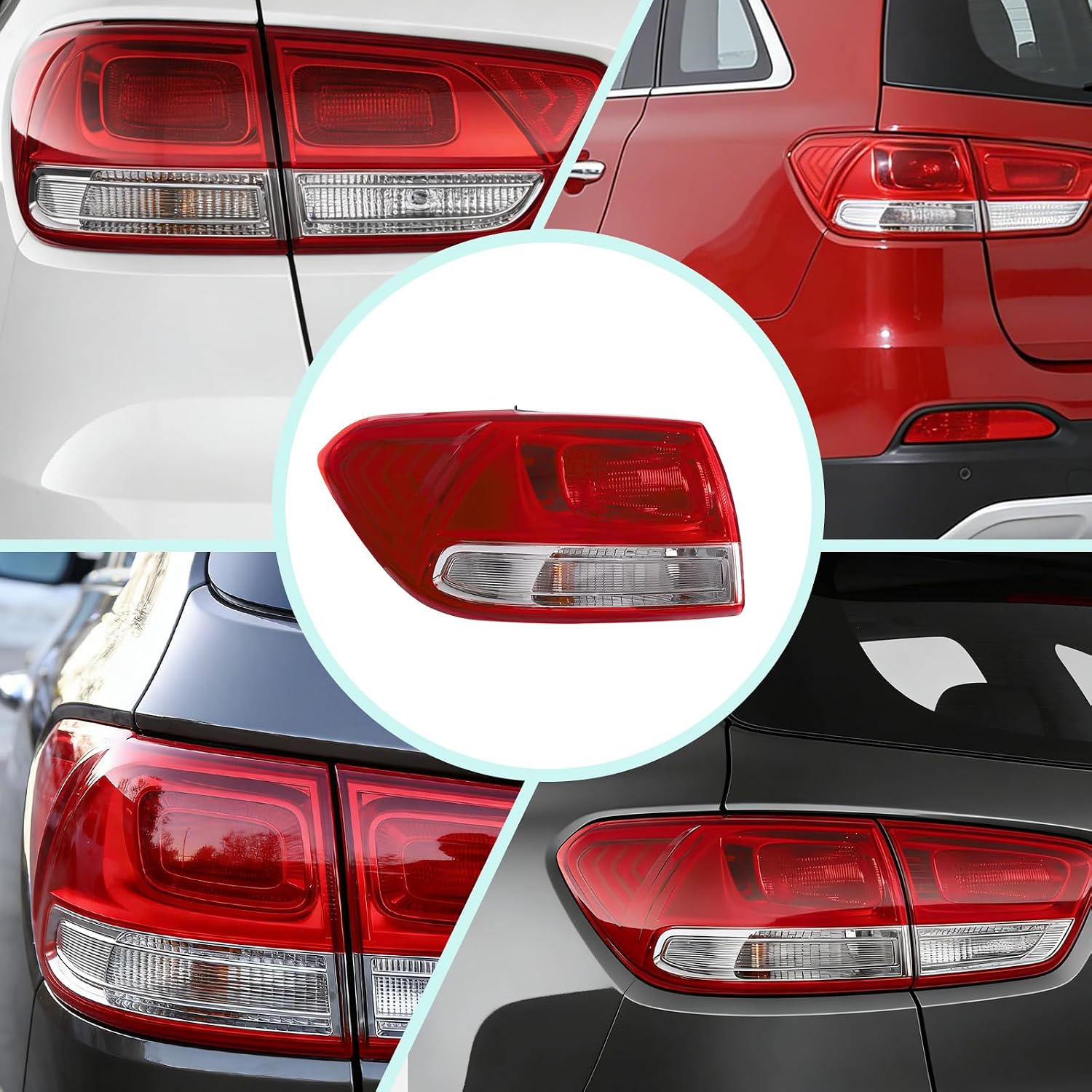 Taillight Assembly, for KIA Sorento 2016-2018 Halogen Rear Outer Tail Light, OE/OEM Part Number: 92401C6000 Rear Tail Lamp Direct Replacement (Left Driver Side)