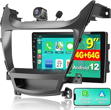 4+64 5G WiFi Car Radio for Hyundai Elantra 2014 2015 2016, Android 13 Stereo with Wireless Carplay&Android Auto, Support Bluetooth5.2/1080P Camera/GPS/SWC/Built-in DSP