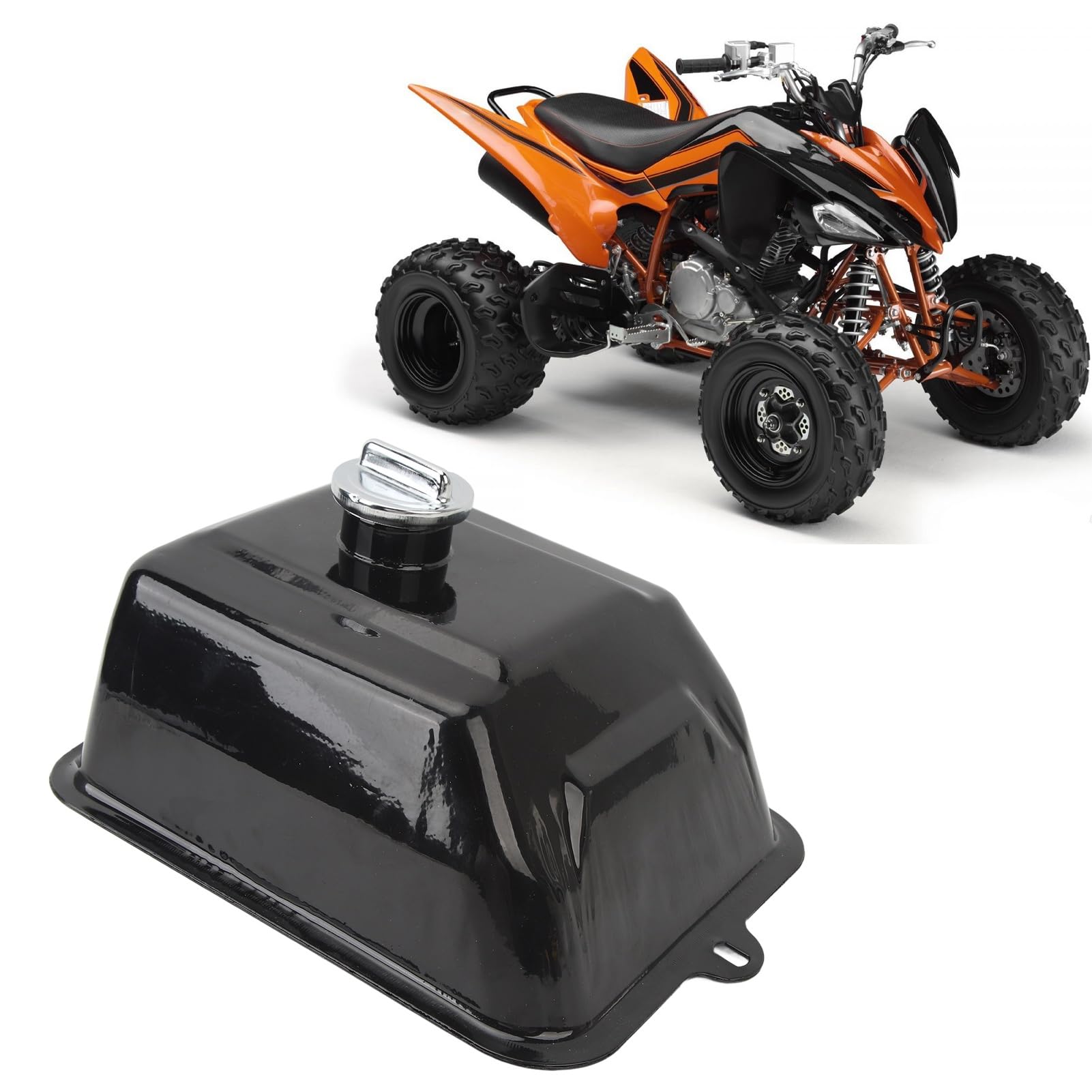 Réservoir de Carburant en Métal, Réservoir de Carburant ATV, Réservoir de Gaz en Métal avec Bouchon de Carburant, Réservoir de Carburant ATV 4L avec Bouchon pour 125cc 150cc 200cc 250cc Quad Dirt Bike