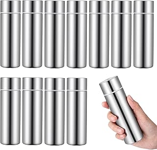 12 Pcs Mini Water Bottles Bulk 4.4 oz Tiny Insulated Stainless Steel Water Bottles Pocket Purse Slim Flask Keeps Drink Cold and Hot for Women Lunch Bag Coffee