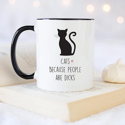Miniatura 4 de YouNique Designs Divertidas tazas de café para gatos, taza de café portátil de 11 onzas, tazas de gato para amantes de los gatos, regalos para