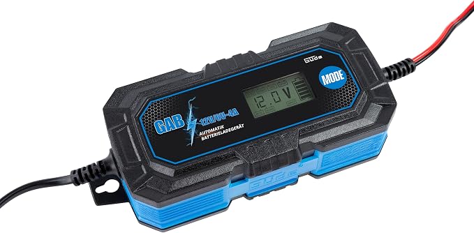Güde Cargador automático de batería Gab 12 V/6 V-4 A (Cargador de Coche de 6 V/12 V, 4 A, Capacidad de la batería: 4 – 120 Ah, Totalmente automático, Cargador de Mantenimiento, polaridad inversa y
