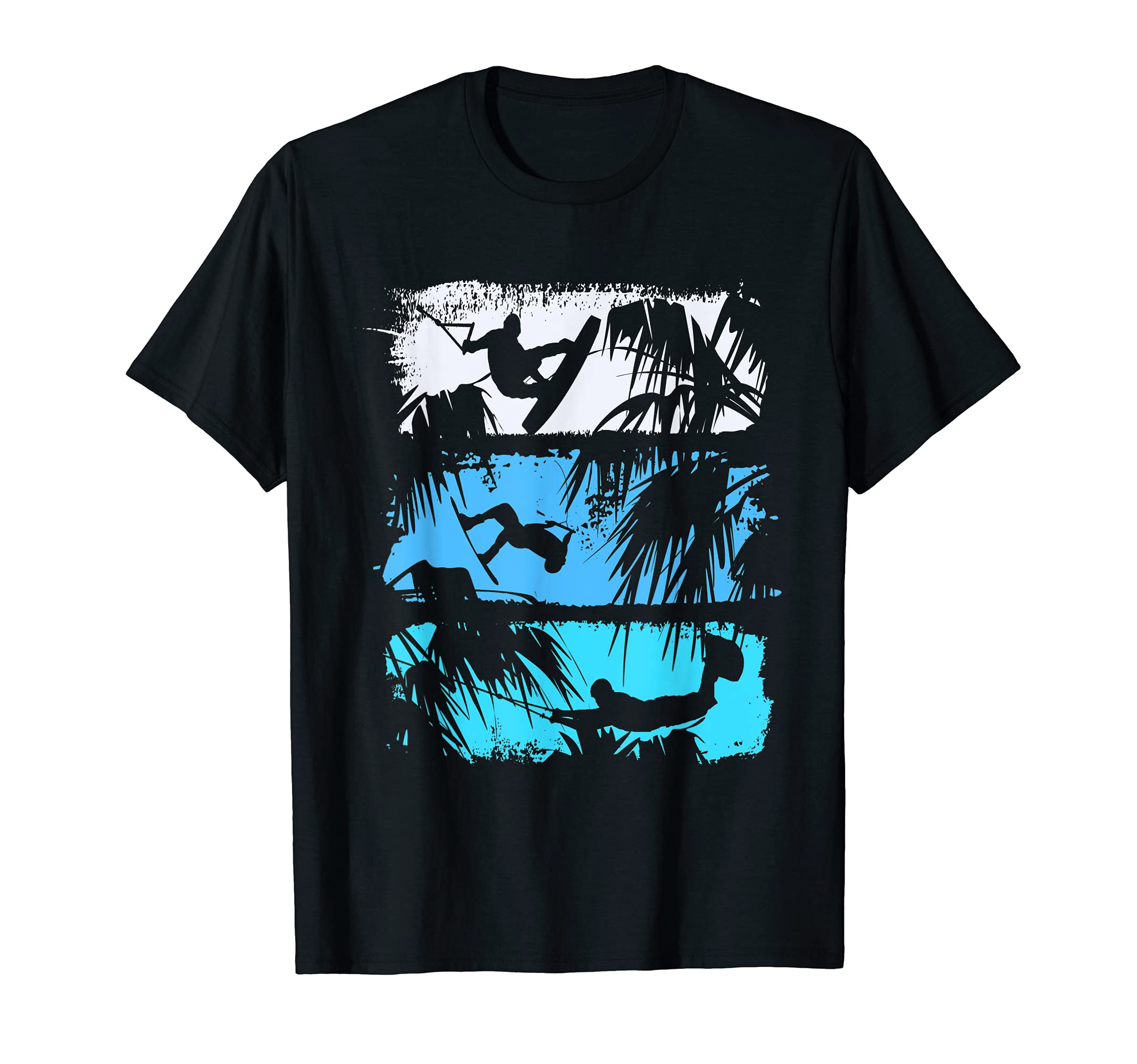 Wakeboard Lifestyle Vintage Design with Palm Trees in Logo Style T-Shirt