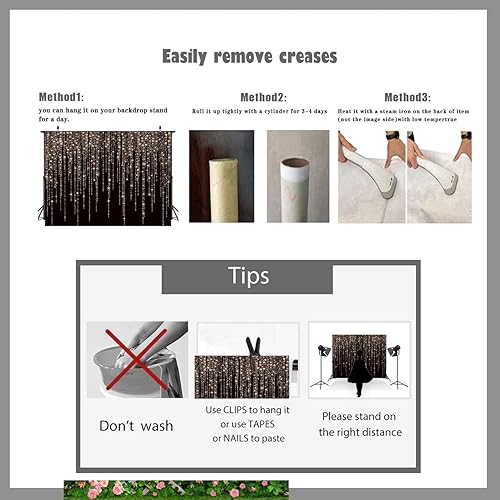 Miniatura 5 de LTLYH Telón de fondo negro y dorado de 10 x 8 pies, telón de fondo de vinilo para fotografía, fondo vintage para fiesta de cumpleaños familiar,