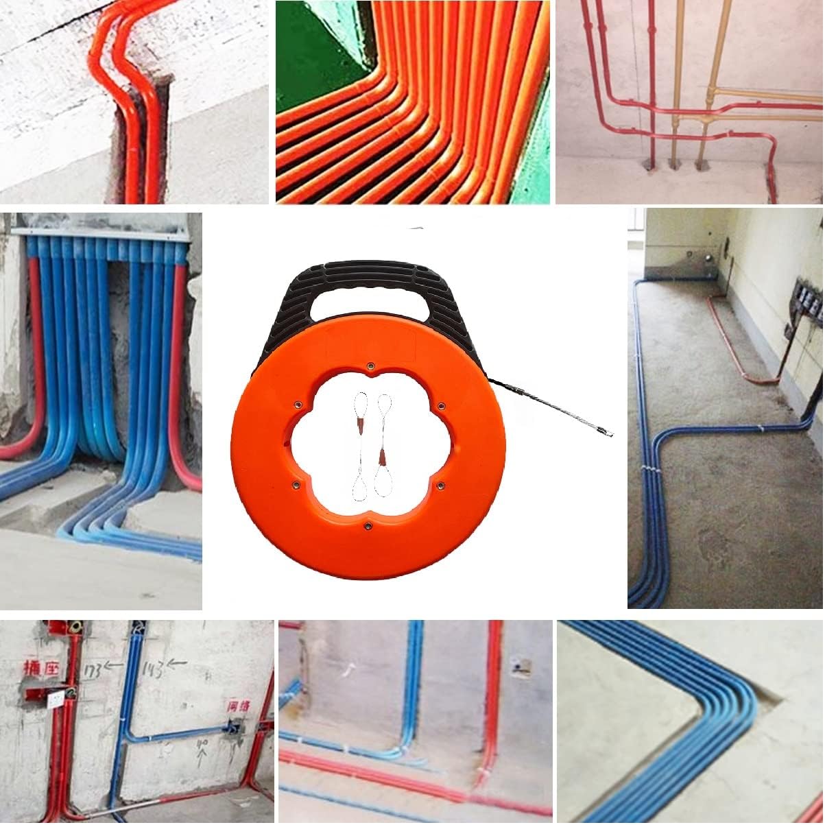 Electrical Fish Tape Rod Wire Puller Rod Running Push Rod Cable Puller Rope with ABS Storage Box