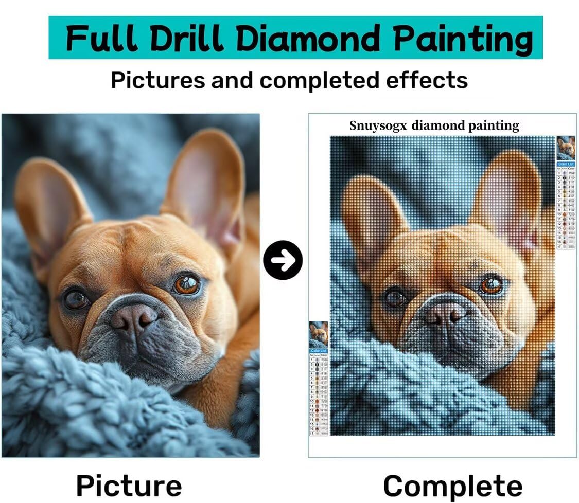 Hund Diamond Painting Groß XXL 100x130cm für Bastelset Kinder ab 6 Jahre, 5D Diamond Painting Tier Neuheiten, DIY Diamant Mosaik Bastelset Erwachsene, Daiments Malerei Stickerei Festival Deko S-720