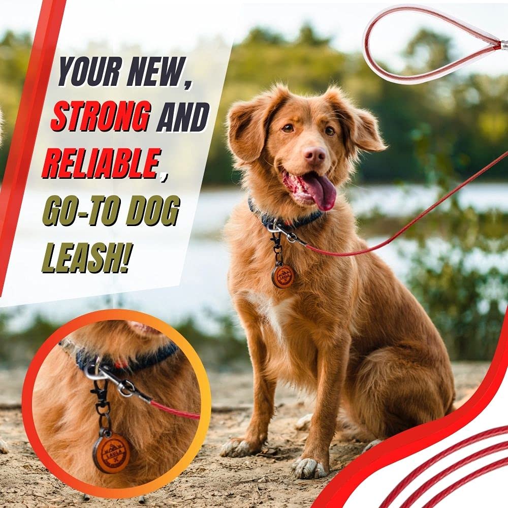 Rocky Mountain Goods Hundekabel Aus Stahl | Für Hunde Bis 15,9 Kg | 4 Drehpunkte, Vinylbeschichtet