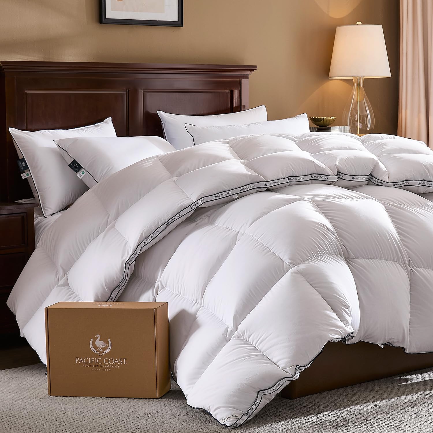 ( similar) Pacific Coast Goose Feather Down Fiber Comforters King Size, Heavyweight Thickened Winter Duvet Insert, Ultra-Soft, Fluffy, Breathable, Hotel Luxury Bedding Comforters, 8 Tabs, 106\"x90\"