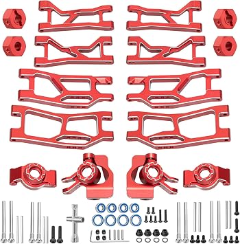 Aluminum Suspension Arms Front Rear and Upper Lower Suspension Arms for Traxxas 1/16 Mini XRT Monster Truck Upgrade Red