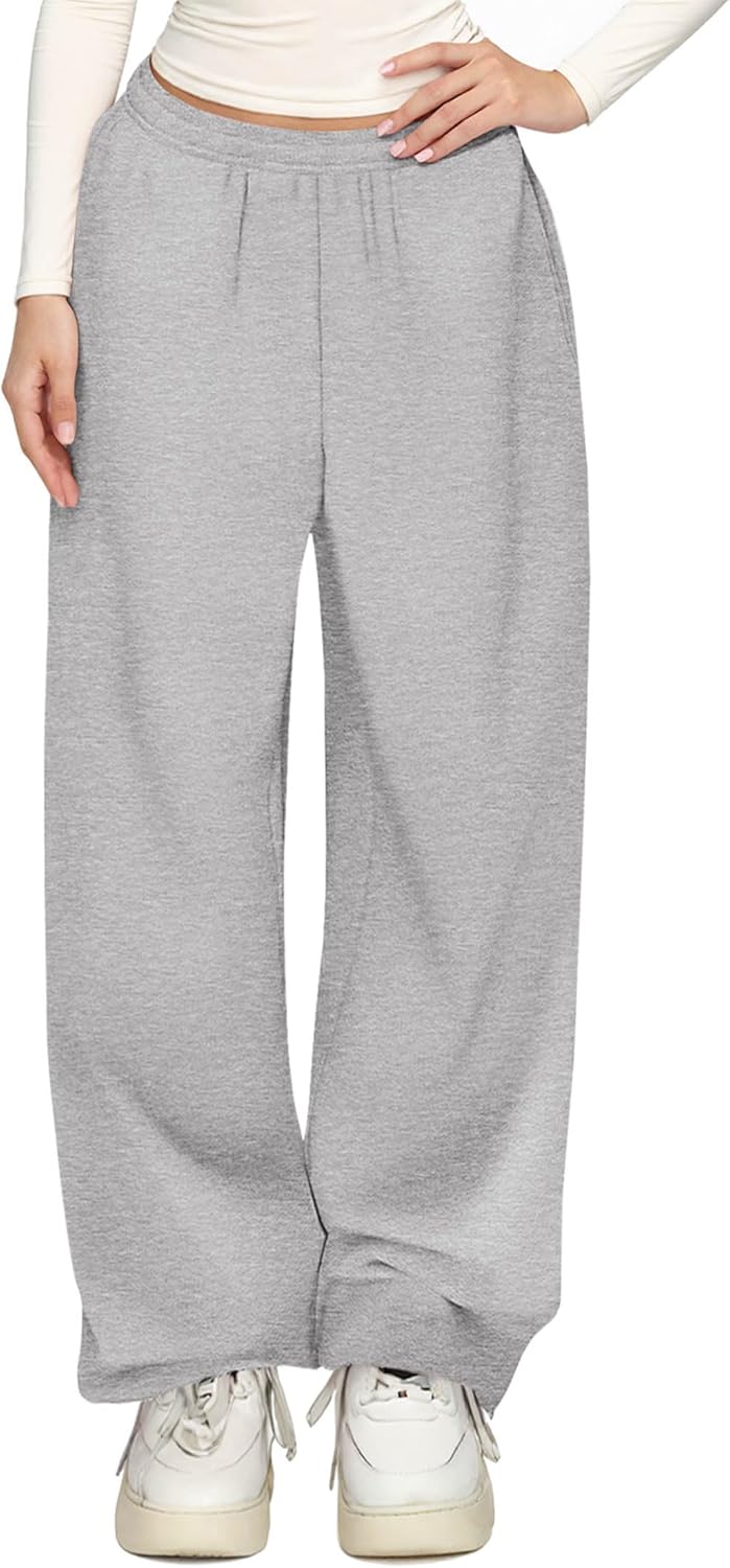 KIRUNDO Sweatpants Women 2025 Fall Baggy Wide Leg Lounge Pants Casual Elastic High Waisted Workout Joggers with Pockets