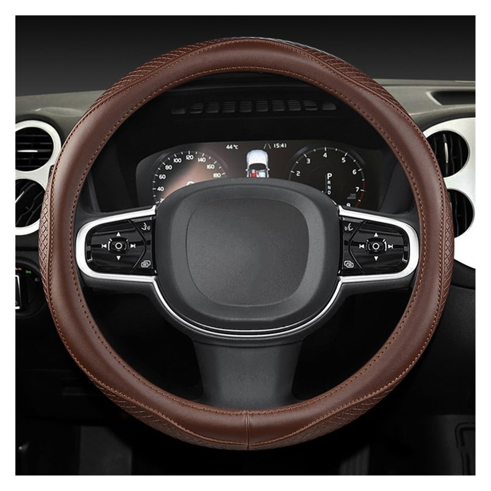 Protector para Volantes para Volvo XC40 para XC60 para XC90 V40 para S90 S80 para S60 S40 Funda Volante Cuero Genuino 38 Cm Y 15 Pulgadas, Antideslizante(Negro)