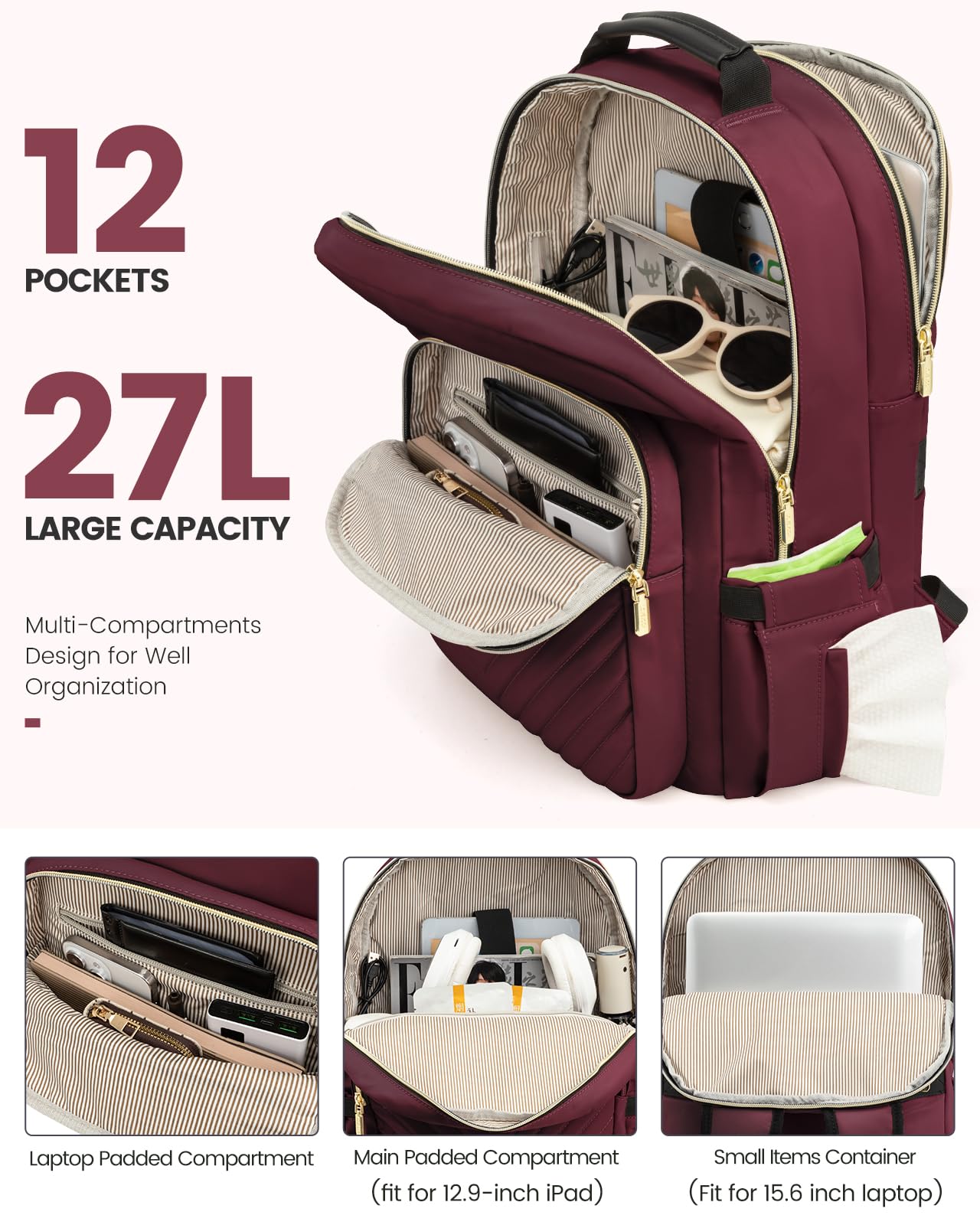 Amazon.com: LOVEVOOK Laptop Backpack Purse for Women, Work  display picture 3