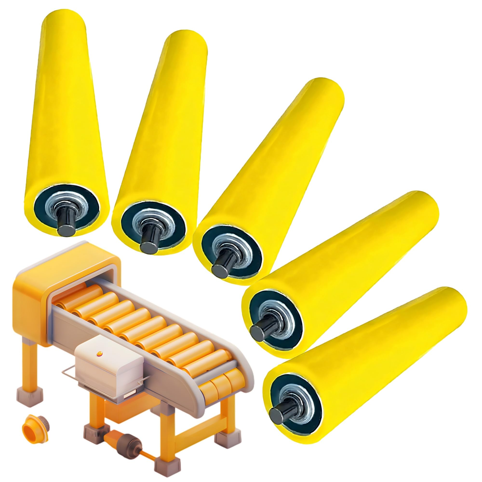 Förderband Tragrollen Satz Mit 5 Industrieförderrollen, Durchmesser 35mm 50mm 60mm, Hochleistungs-Ersatzrollen Für Schwerkraftförderer Und Förderanlagen(35mm/1.4in Dia - 450mm/17.7in)