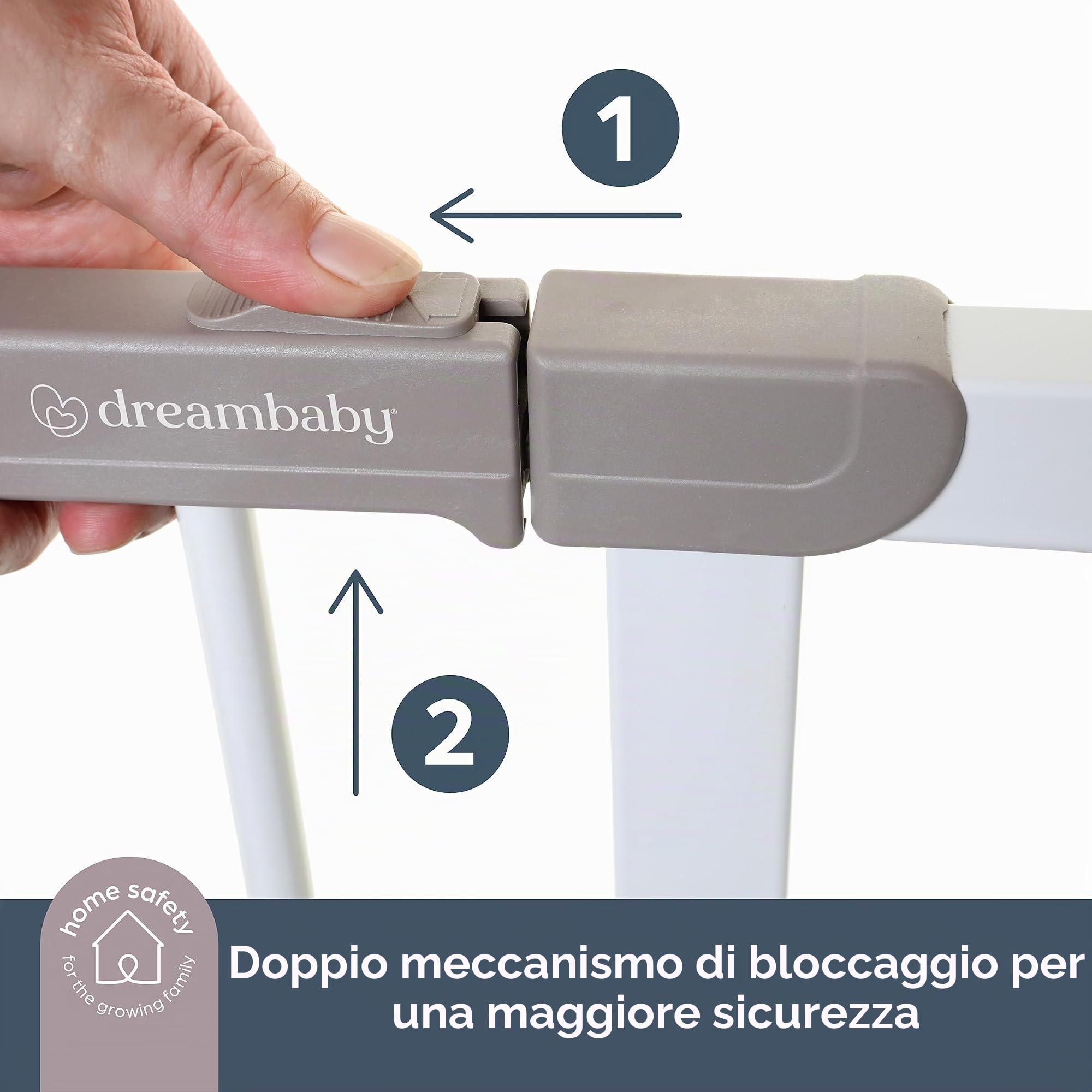Dreambaby Ava - Cancelletto per scale extra largo, adatto per aperture da 99 a 132,5 cm, altezza 76 cm, ampio cancelletto per scale per cani e neonati, cancello di sicurezza montato a pressione,